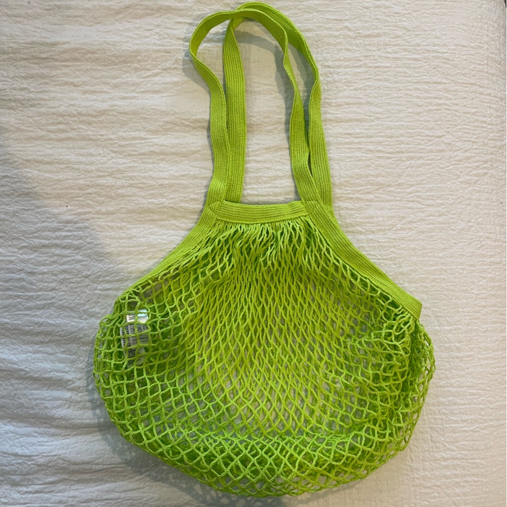 Vibrant Green Mesh Tote Bag